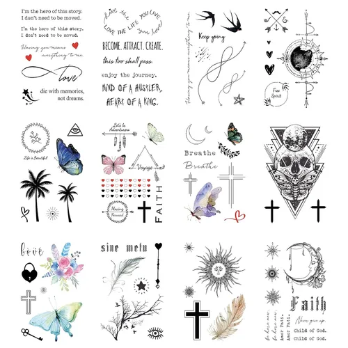 Vista 3 de Everjoy Tatuajes temporales realistas de inspiración bohemia para mujeres y hombres, diseños de tatuajes impermeables, duraderos y significativos