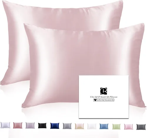 Vista 33 de Ravmix Fundas de almohada de seda con cremallera, de seda de morera de 21 momme para la salud del cabello y la piel, funda de almohada suave, lisa