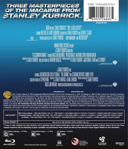 Vista 2 de Stanley Kubrick Triple Feature 2001 A Space Odyssey A Clockwork Orange The Shining Blu-ray