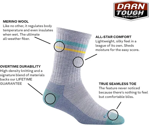 Vista 2 de Darn Tough Women's Letterman Crew Lightweight Lifestyle Sock (Style 6064)