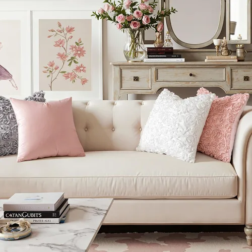 Vista 6 de MIULEE - Funda de almohada decorativa, rígida, cuadrada, romántica, con diseño de rosas en gasa 3D, para sofá, dormitorio, auto, para el Día de San