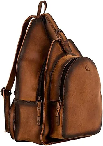 Vista 2 de STS Ranchwear Mochila de cuero para mujer Baroness Dark Tornado, Tornado Marrón, Mochila Baronesa
