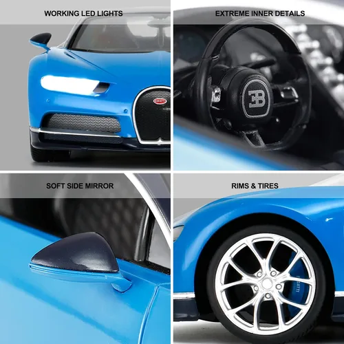 Vista 5 de RASTAR RC Bugatti Chiron Coche De Control Remoto, 1/14 Bugatti Chiron RC Car - Azul