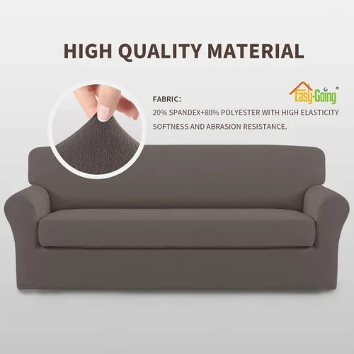 Vista 3 de Easy-Going - Fundas elásticas de microfibra para sofá, 2 piezas Gris pardo