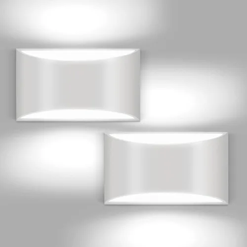Vista 20 de Juego de 2 apliques de pared LED modernos negros con cable para interiores, luces de montaje en pared arriba y abajo, para sala de estar