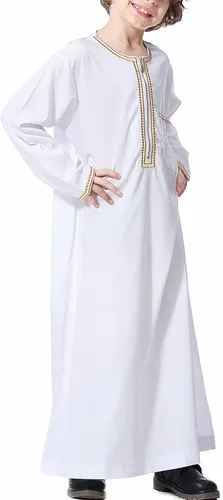 Vista 2 de Aomesinc Islamic Boys Jubba Thobe Saudi Arabia Islamic Clothing Fashion Boys Muslim Long Sleeves Kids Robe