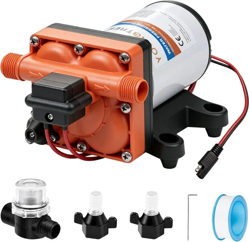 Vista 12 de YOUNGTREE Bomba de presión de agua dulce RV de 12 V, 3.5 GPM, 45 PSI, bajo demanda, bomba de diafragma de agua de 12 voltios con interruptor