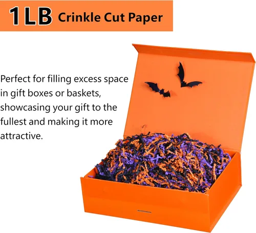 Vista 2 de Bobobag - Relleno de papel triturado y arrugado de 1 libra para envolver regalos de Halloween, papel confeti de rafia y hierba triturada reciclable