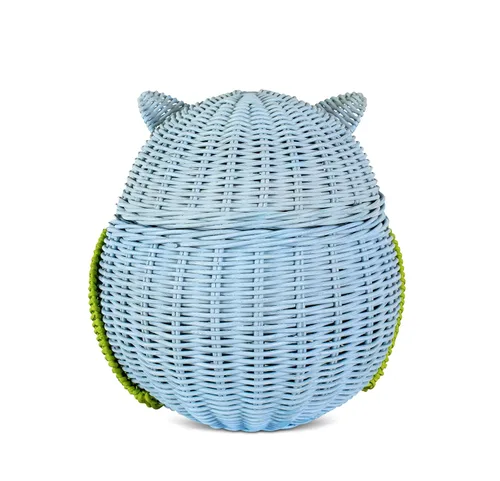 Vista 4 de G6 COLLECTION Cesta de almacenamiento de ratán con tapa, decoración decorativa para el hogar, organizador de estantes tejido a mano, lindo regalo
