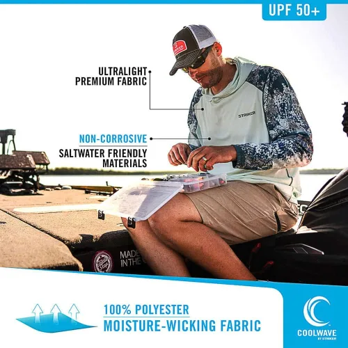 Vista 4 de Striker LoTide - Sudadera con capucha de pesca ultraligera y resistente a las manchas para hombre con protección UPF 50+, informal, con paño