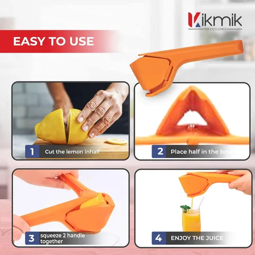 Vista 3 de Exprimidor de limón - 2 exprimidores de frutas manual plegables Citrusease: jugo sin esfuerzo con diseño ergonómico que ahorra espacio, apriete a