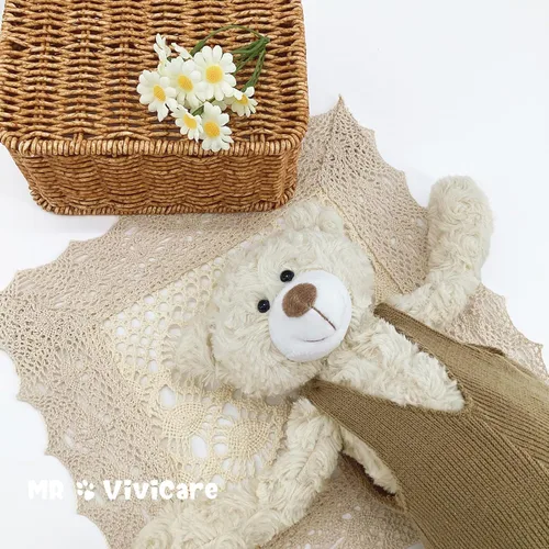 Vista 6 de MR VIVICARE Oso de peluche de 34.3 cm de color crema y beige para niños y bebés recién nacidos, osos de peluche vestidos de punto y de felpa