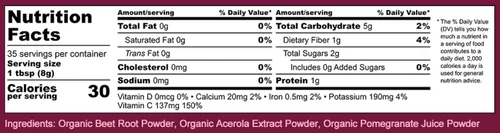 Vista 4 de Cherie Sweet Heart USDA Superalimento en polvo orgánico de remolacha, óxido nítrico 3 en 1, apoya la presión arterial saludable y la circulación