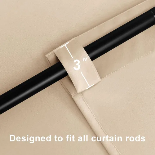 Vista 3 de [Usado] Hiasan Cortinas Opacas Beige de 84 Pulgadas de Largo, Cortinas Opacas con Cancelación de Ruido para Sala de Estar, Dormitorio, Bolsillo