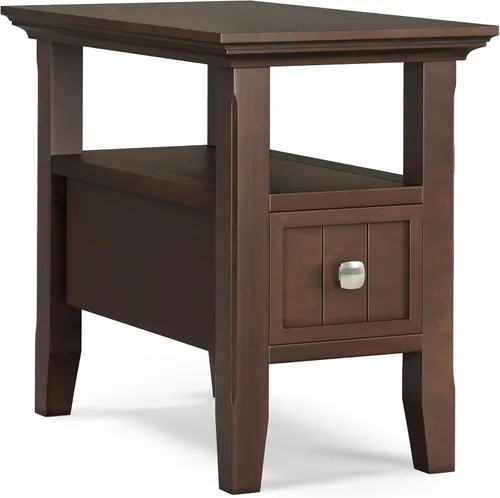 Vista 38 de SIMPLIHOME Acadian Mesa auxiliar estrecha – Mesa auxiliar rectangular de madera maciza de 14 pulgadas de ancho con 2 estantes abiertos en negro