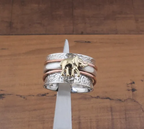 Vista 36 de Boho Spinner Ring, Mothers Day Gift, Silver 925 Women Ring, Sterling Silver 925 Ring, Fidget Spinner Ring,Women Silver Anxiety Ring