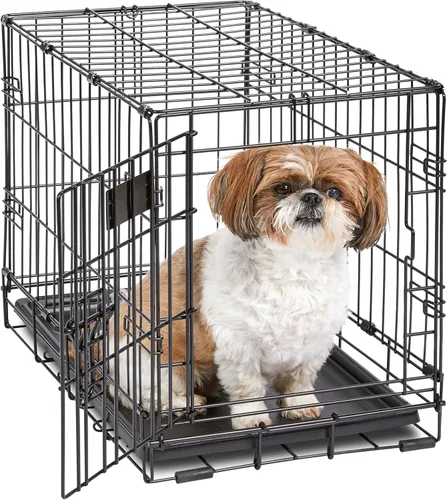 Vista 12 de MidWest Homes for Pets - Canil para perros iCrate de una y dos puertas mejoradas, incluye bandeja a prueba de fugas, patas protectores de suelos