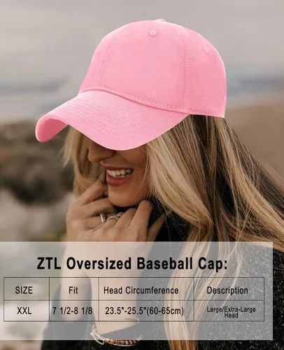 Vista 5 de Gorra de béisbol extragrande XXL para cabezas grandes de 23.6 a 25.6 pulgadas, gorra de béisbol de algodón extragrande, sombreros de papá sin