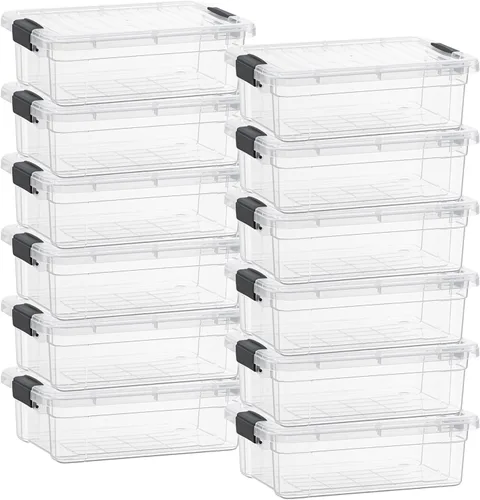 Vista 165 de Superio - Contenedores de almacenamiento de plástico transparente de 1.27 cuartos de galón con tapas, contenedores organizadores apilables, cajas