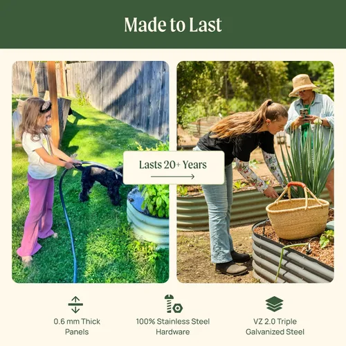 Vista 5 de Vego Garden Kits de cama de jardín elevada de 26" extra alta, caja de maceta elevada modular 4 en 1 para verduras, flores, frutas, cama de jardín