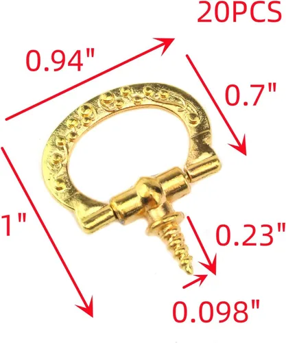 Vista 2 de Oedema 20 piezas de aleación de zinc mini tiradores de hilo dorado tiradores de caja de joyería manijas de caja de regalo de 0.94 x 0.7 pulgadas