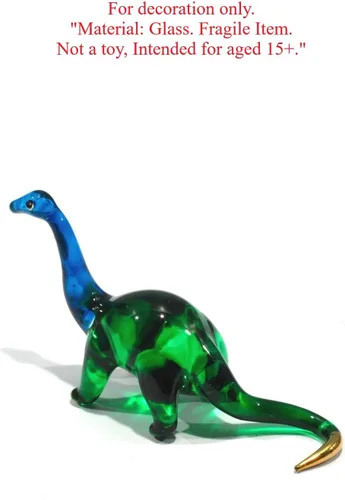 Vista 7 de Mini arte de vidrio soplado hecho a mano de 2.5 pulgadas, figura jurásica de dinosaurio brontosaurio, cosas geniales, animales en miniatura