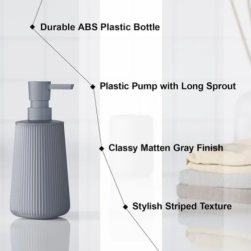 Vista 2 de Uaniar Juego de 2 dispensadores de jabón de baño, dispensador de jabón gris para cocina, pequeños dispensadores de jabón de manos de plástico de 8.5