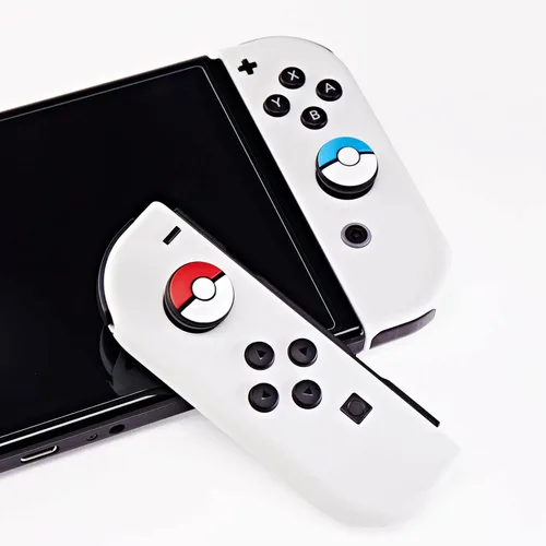 Vista 2 de FUNLAB Juego de empuñaduras para el pulgar compatibles con consola Nintendo SwitchOLEDLite, tapas analógicas de silicona para controladores