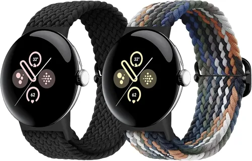 Vista 29 de Correas trenzadas Solo Loop compatibles con Google Pixel Watch 4, 3, 2, 1 de 1.61 pulgadas/1.77 pulgadas, correas elásticas ajustables de nailon