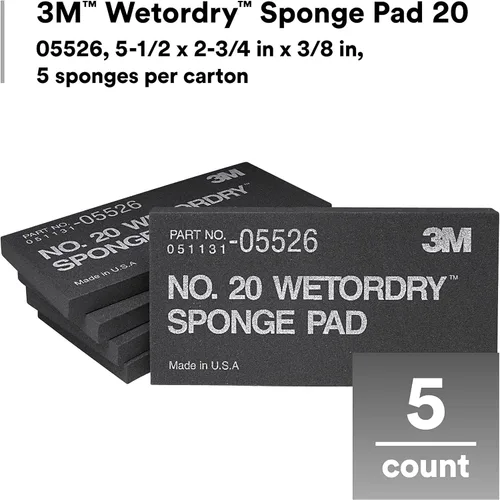 Vista 5 de 3M Wetordry esponja n.º 20 (2-3/4 pulgadas x 5-1/2 pulgadas x 3/8 pulgadas), 1, Negro