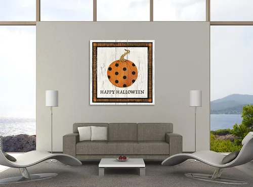 Vista 3 de Jaxson Rea "Happy Halloween Pumpkin Gallery Wrapped Canvas by Avery Tillmon, 12" x 12