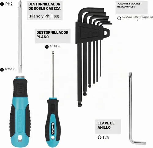Vista 6 de DURATECH Kit de reparación de bicicletas, kit de herramientas de bicicleta de 35 piezas con estuche de transporte, accesorios de bicicleta