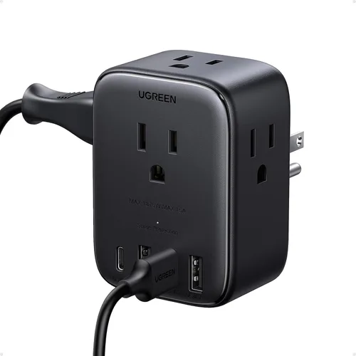 Vista 8 de UGREEN 20W 8-Port Multi Outlet Extender Protector de sobretensiones Regleta
