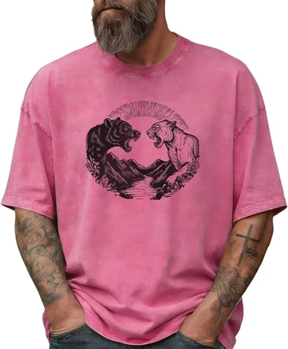 Vista 20 de domirica Camisetas gráficas para hombre, 100 % algodón lavado, manga corta, cuello redondo, Y2K, tallas grandes y altas, camisetas de verano 2026