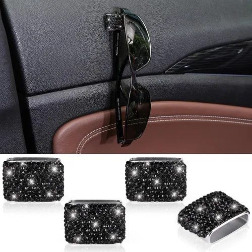 Vista 6 de ToBeQueen Soporte para gafas de sol con brillos para el salpicadero del coche, colgador de gafas de sol de diamantes de rinestone para el coche