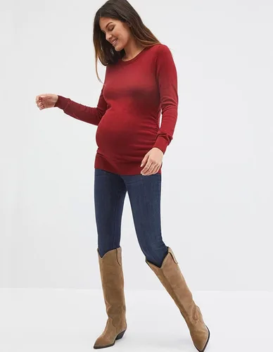Vista 4 de Suéter clásico de maternidad con cuello redondo para mujer