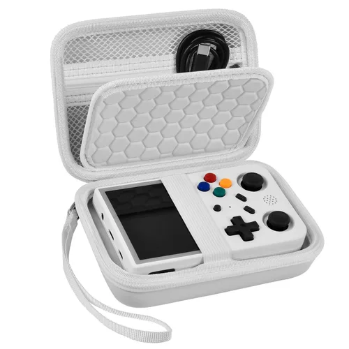 Vista 15 de PAIYULE Travel Case Compatible with RG353V/ RG353VS/ R36S Retro Handheld Game Console, Handheld Emulator Storage Holder Organizer, Android Game Beige