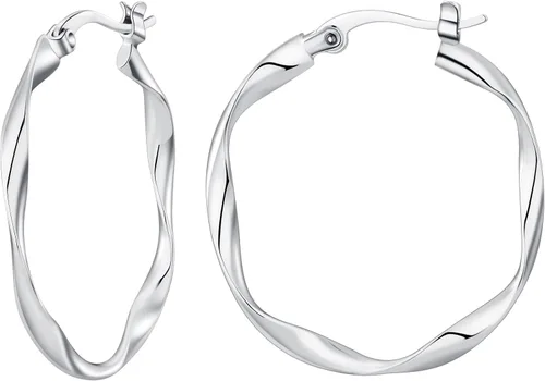 Vista 9 de Aretes de aro de plata para mujer, chapados en oro de 14 quilates Oro 40 mm.