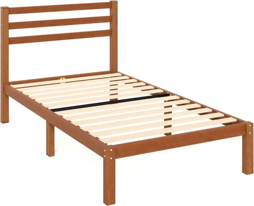 Vista 10 de Zinus Leah - Marco de cama de plataforma de bambú con cabecero, no necesita somier, soporte de listones de madera, fácil de montar