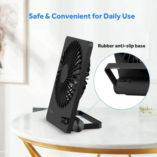 Vista 8 de EasyAcc Ventilador de escritorio con batería recargable, ventilador de viaje personal portátil de 6000 mAh, tiempo de funcionamiento máximo de 26