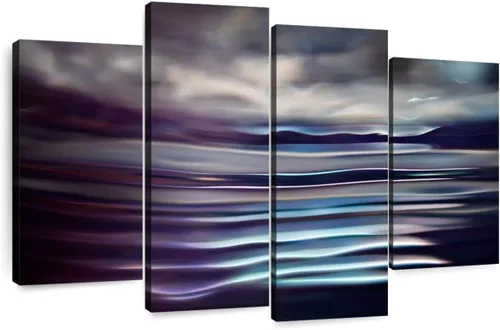 Vista 9 de Elefante Stock - Arte de pared Slocan Lake II - Lienzo horizontal de varios paneles - Decoración de pared de sala de estar de 4 piezas - Arte