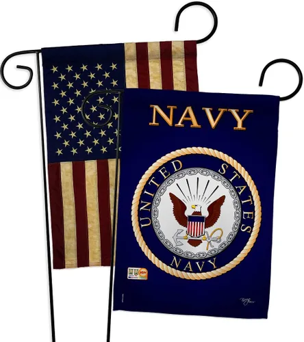 Vista 23 de Breeze Decor Bandera de jardín de 13 x 18.5 pulgadas, con licencia oficial de las Fuerzas Armadas de los Estados Unidos de la Marina de los Estados