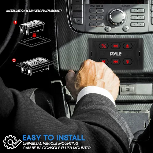 Vista 4 de Pyle Paquete de controlador Bluetooth inalámbrico para automóvil, receptor multimedia Bluetooth con amplificador y accesorios para automóvil