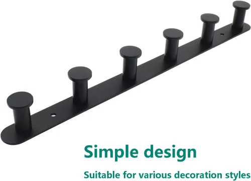 Vista 6 de Perchero de pared de acero inoxidable, resistente para colgar en la entrada, estante multiusos con 6 ganchos para dormitorio, baño, pasillo, garaje