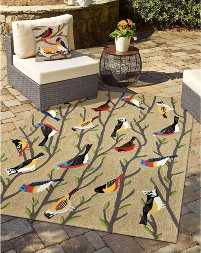 Vista 8 de Liora Manne Mum Aqua - Alfombra para interior/exterior, 3 pies, redonda