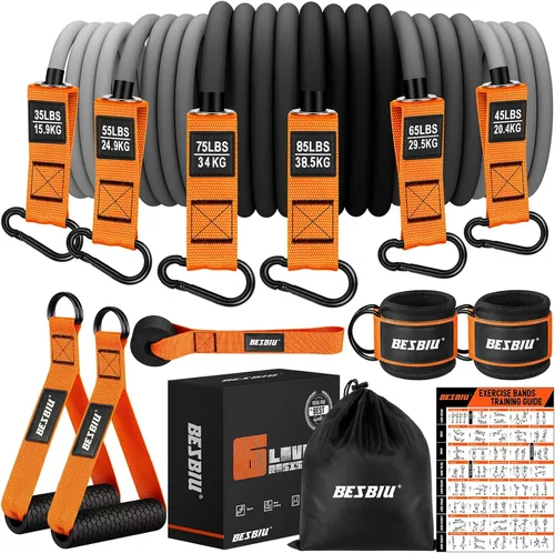 Vista 7 de Heavy Resistance Bands for Working Out, 300lbs/360lb/420lb Exercise Bands Workout Bands with Handles, Door Anchor, Ankle Straps, Home Gym Workout