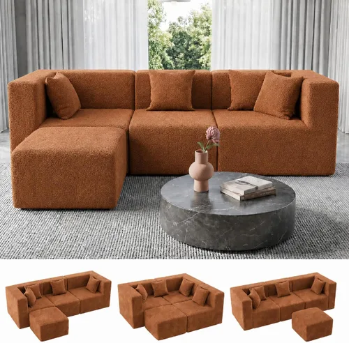Vista 61 de MONVANE - Sofá biplaza de 75 pulgadas, cómodo sofá modular de felpilla con 4 almohadas, moderno sofá sin hueso, sofá de 2 plazas para sala de estar