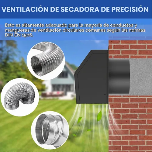 Vista 5 de Cubierta de ventilación de secadora de 4 pulgadas para exteriores, cubierta de ventilación de pared para secadora exterior con solapa acolchada