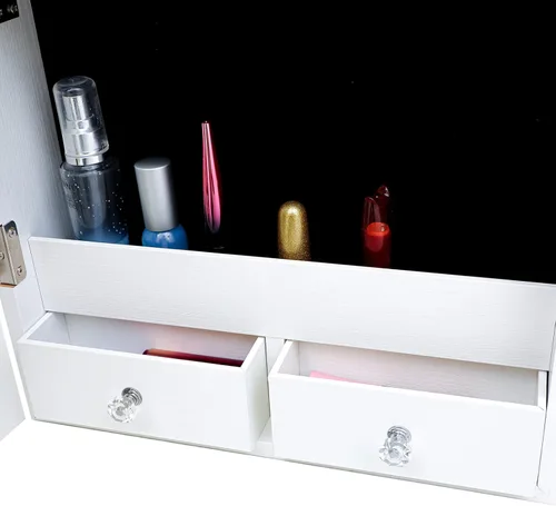 Vista 6 de Gabinete organizador de joyas espejo de cuerpo entero con 6 LED con cerradura para montar en paredpuerta y almacenamiento de armario de joyería