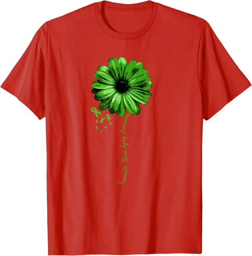 Vista 56 de Camiseta de conciencia de lesiones cerebrales traumáticas con cinta verde guerrero, Negro, S